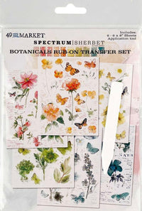 49 & Market Spectrum Sherbet - 6x8 Botanicals Rub-On Transfer Set