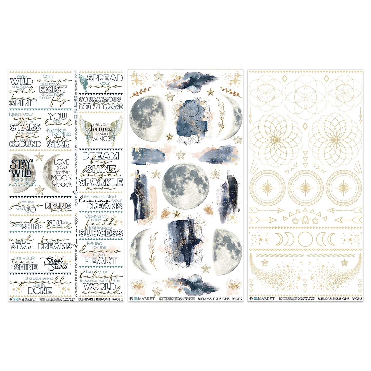 49 & Market Starlight Dreams Blendable 6 x 12 Rub-On Transfer Set