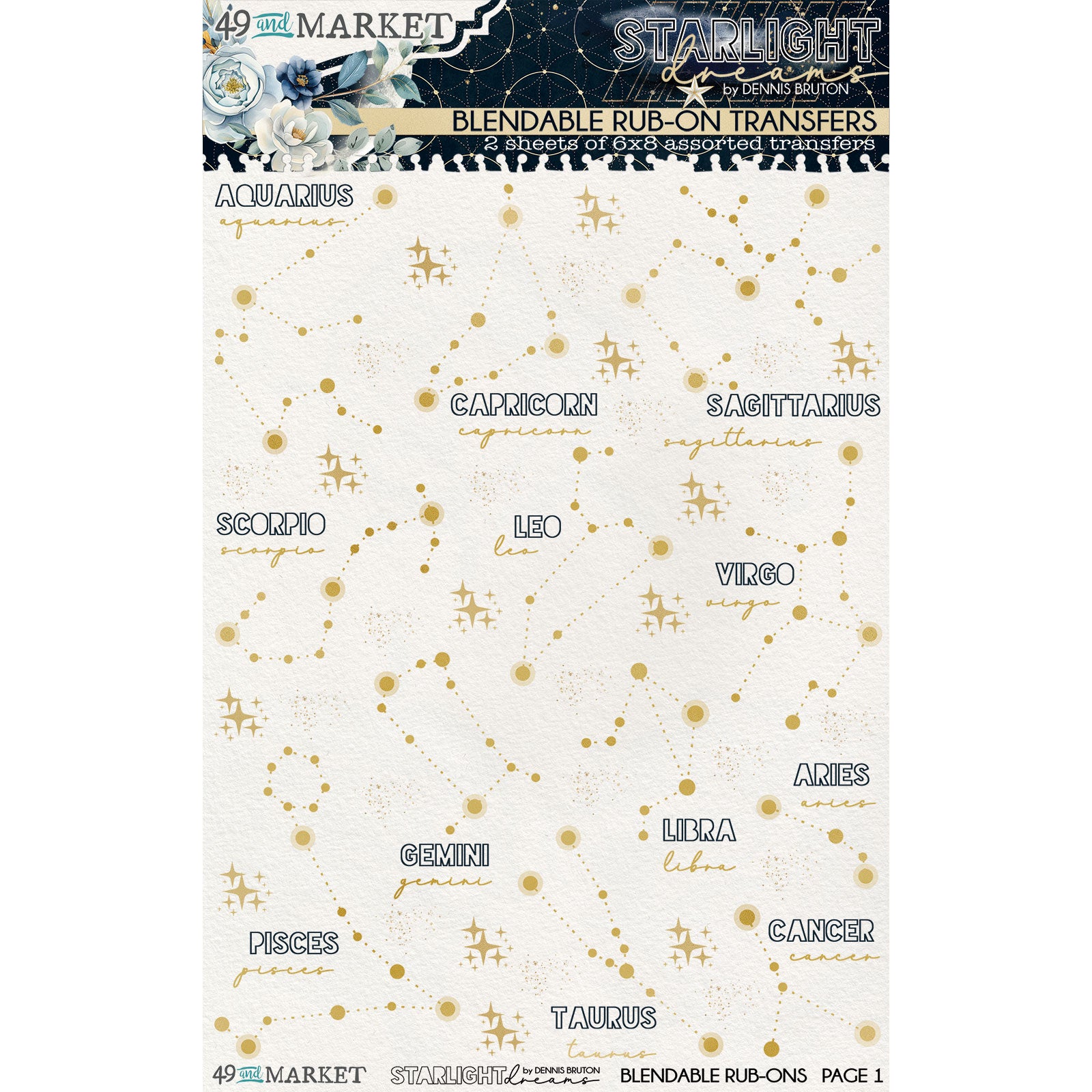 49 & Market Starlight Dreams Blendable 6 x 8 Rub-On Transfer Set