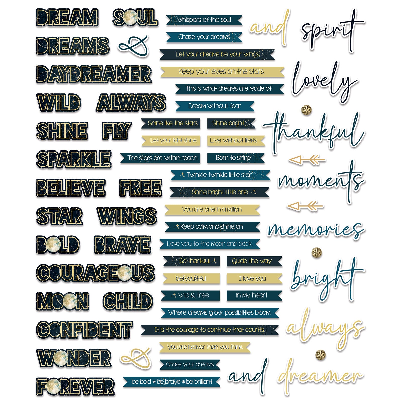 49 & Market Starlight Dreams Chipboard Words