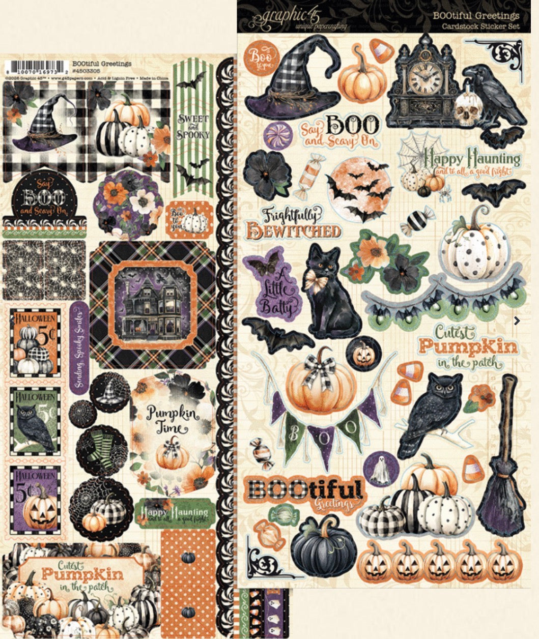 Graphic 45 BOOtiful Greetings Cardstock Sticker Set