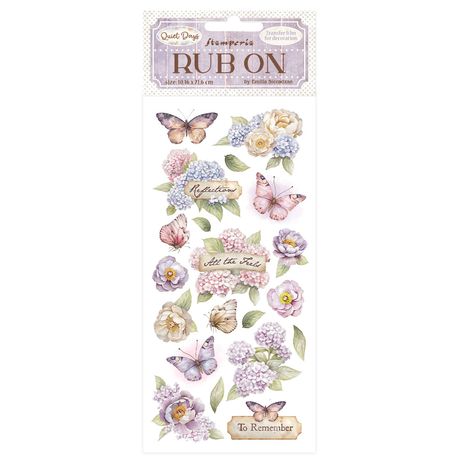 Stamperia Quiet Days Rub On - Hydrangea and Butterfly