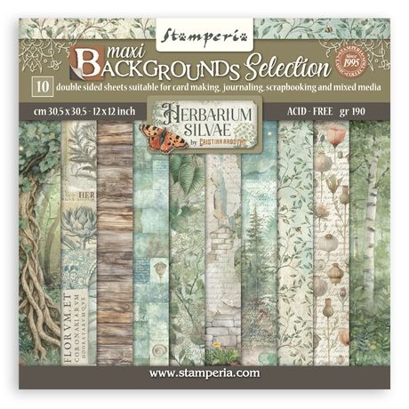 Stamperia Herbarium Silvae Backgrounds 12” x 12” Paper Pad