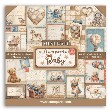 Stamperia Baby 8” x 8” Mini Paper Pad