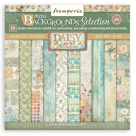 Stamperia Daisy Art Backgrounds 12” x 12” Paper Pad