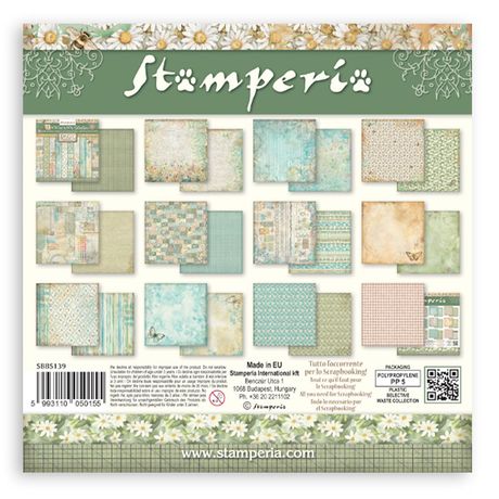 Stamperia Daisy Art Backgrounds 8” x 8” Paper Pad