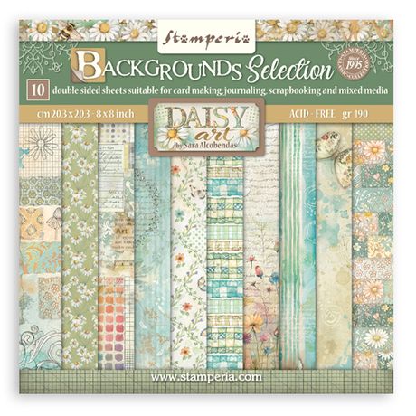 Stamperia Daisy Art Backgrounds 8” x 8” Paper Pad