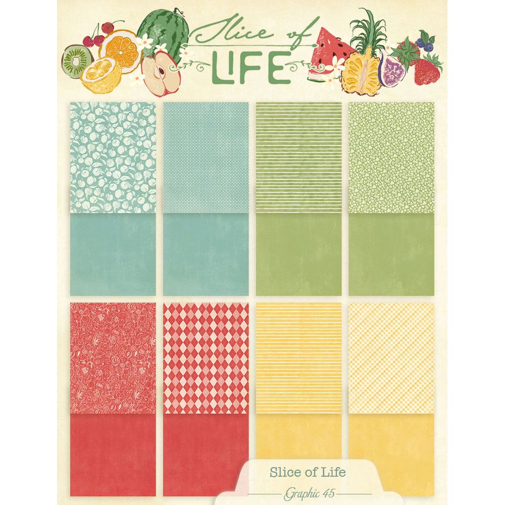 Graphic 45 Slice of Life 8.5” x 11” Patterns & Solids Pack