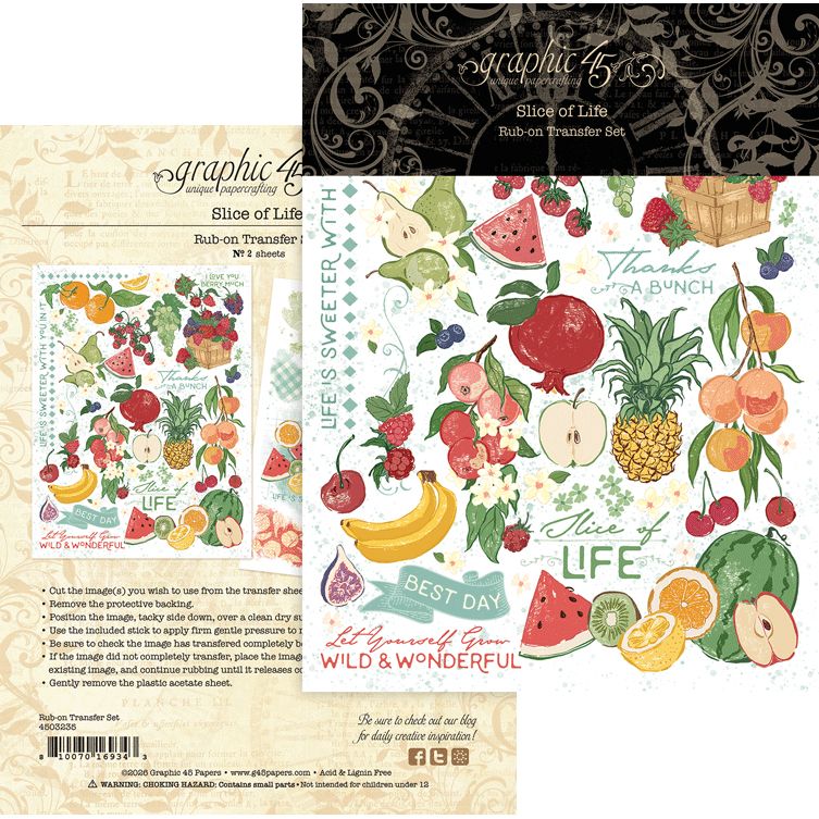 Graphic 45 Slice of Life Rub-On Transfer Set