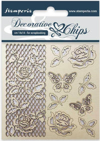 Stamperia Decorative Chips Rose and Butterfly