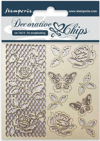 Stamperia Decoratieve Chips Roos en Vlinder