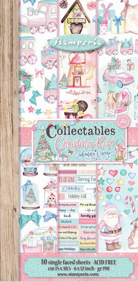 Stamperia Collectables Rosa navideña de 6" x 12" 