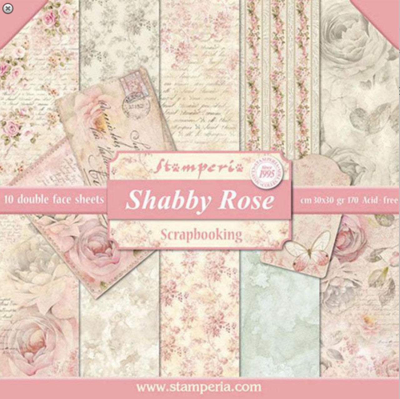Paquete de papel Stamperia Shabby Rose 12" x 12"