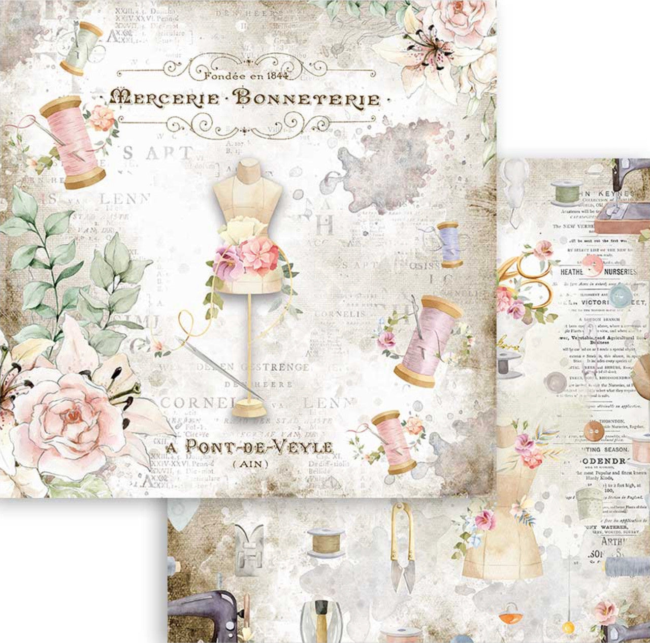 Stamperia Romantic Threads 12” x 12” Paper Collection