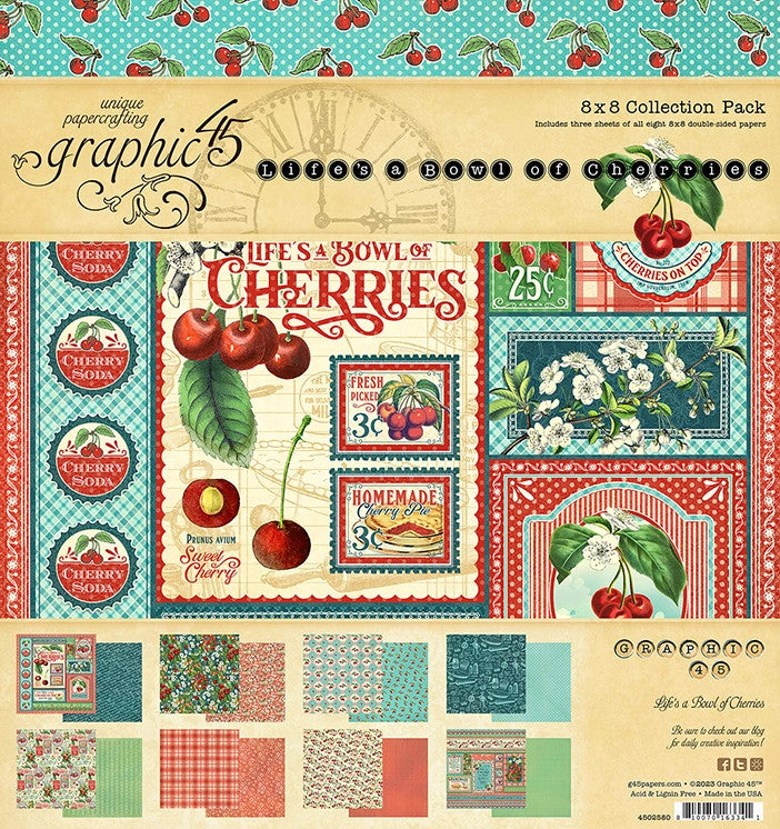 Graphic 45 Life’s a Bowl of Cherries 8” x 8” Collection Pack