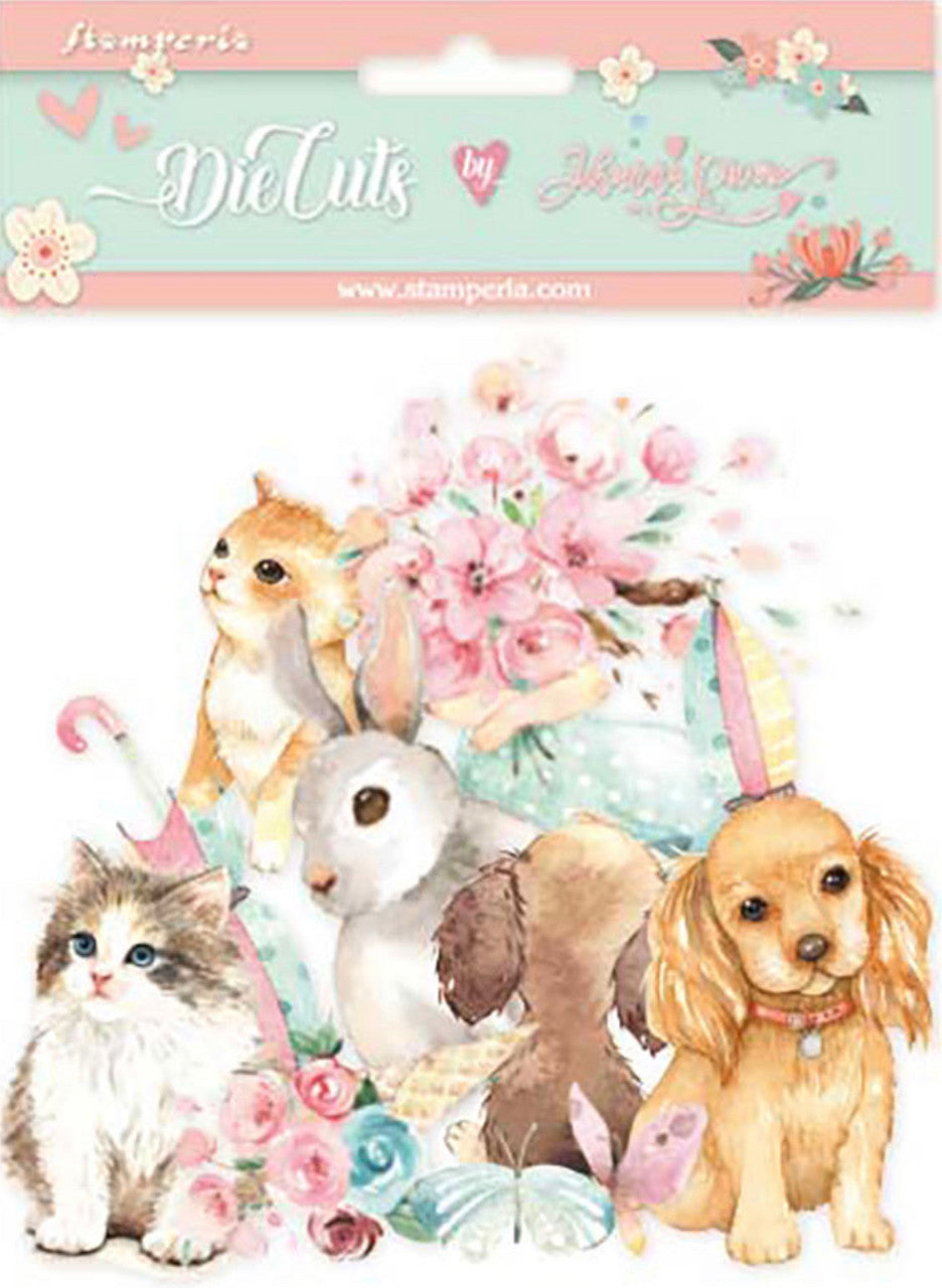 Stamperia Die Cuts Circle of Love Cats, Dogs & Embellishments