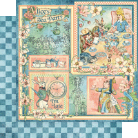 Bloc de papel Graphic 45 Alice's Tea Party de 8" x 8"