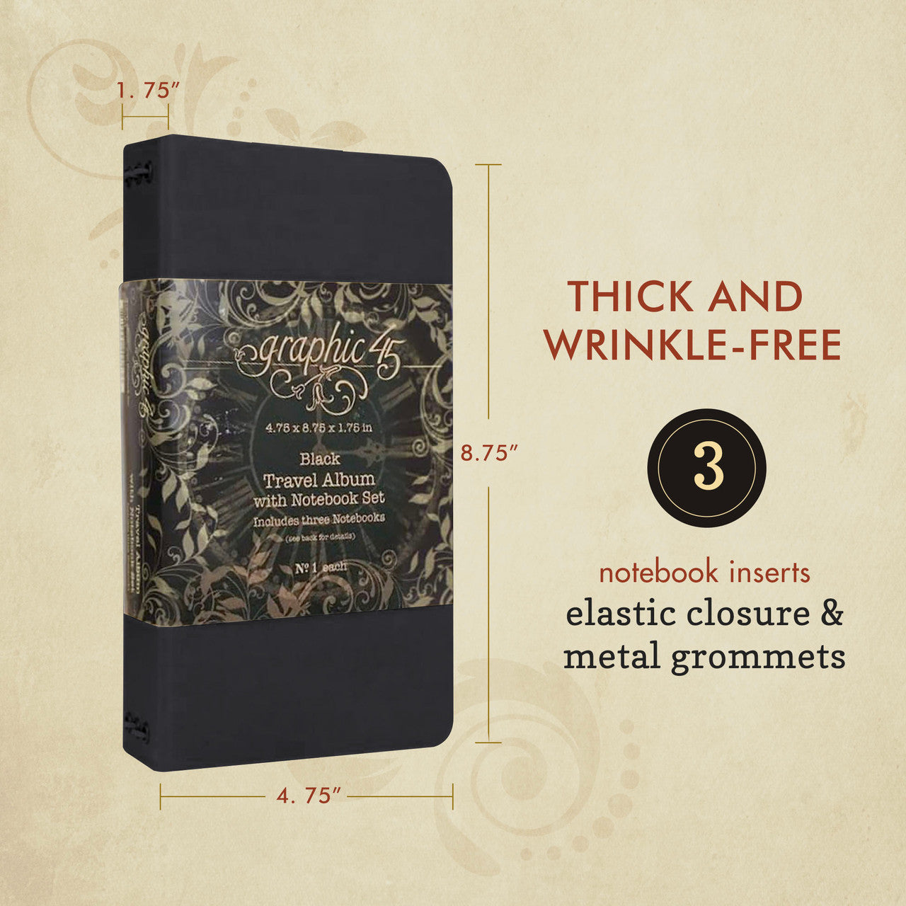 Álbum de viaje Graphic 45 con juego de cuaderno negro