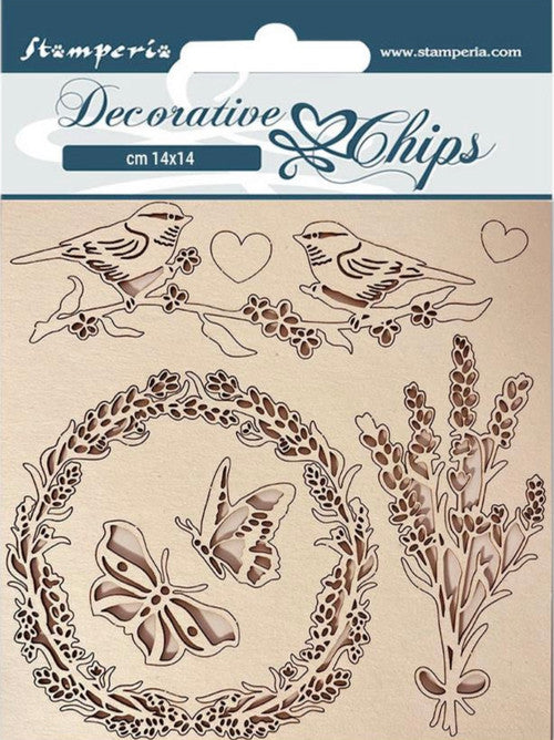 Stamperia decoratieve chips - Provence-slinger en vogels