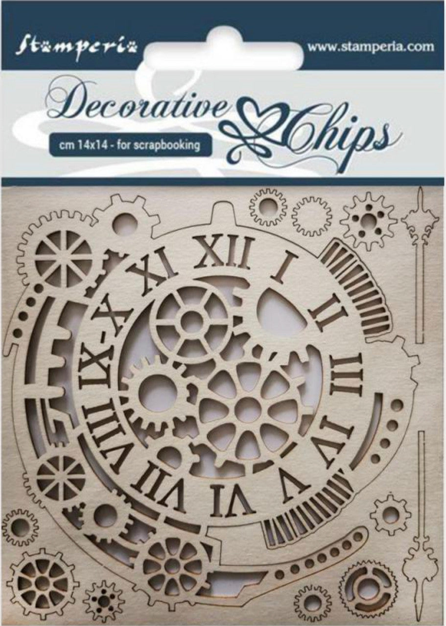 Fichas Decorativas Stamperia - Engranajes y Relojes 