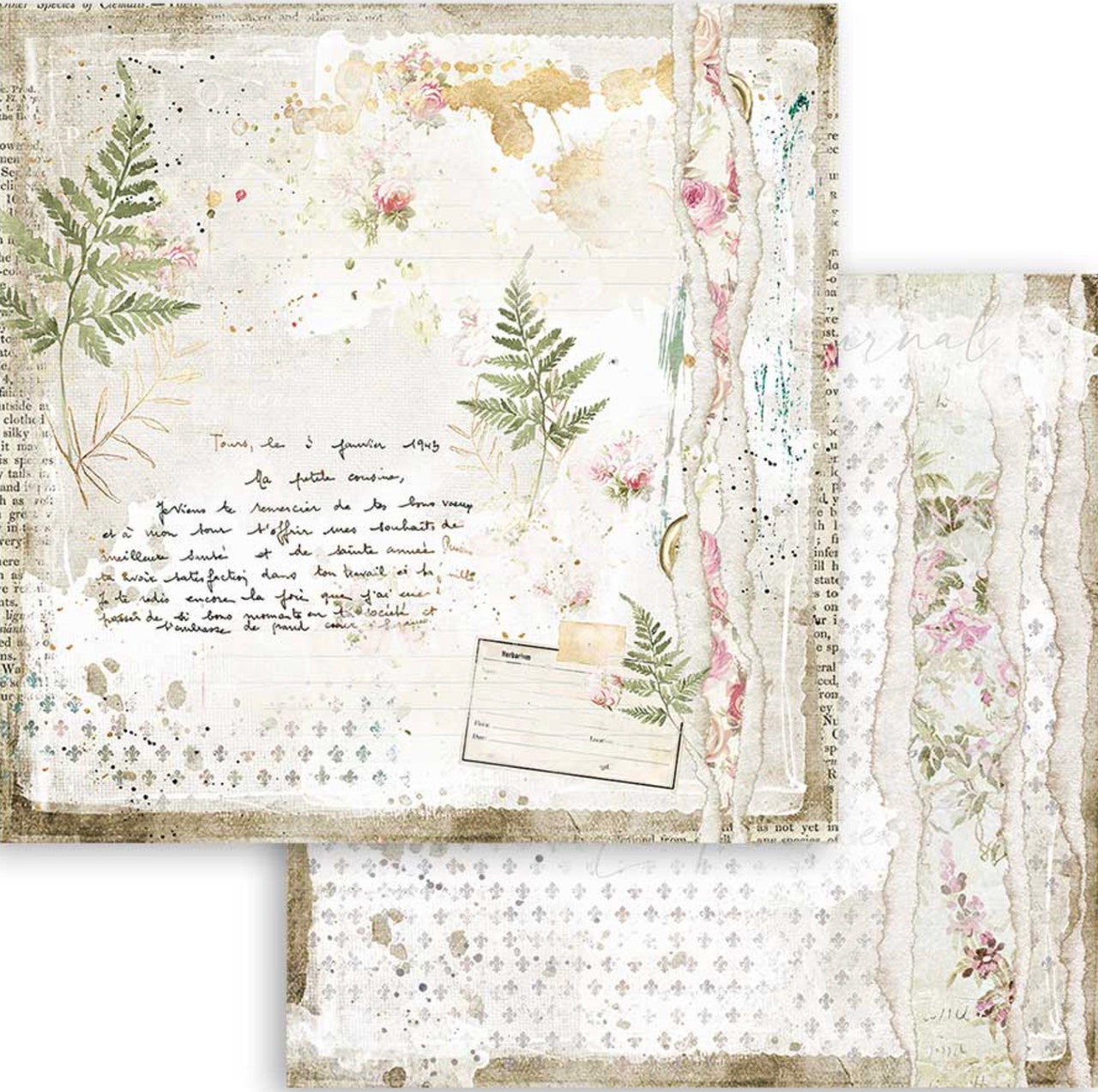 Stamperia Romantic Journal Colección de papel de 12" x 12" 