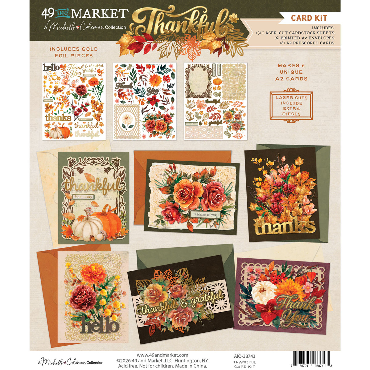 49 & Market Thankful Card Kit with Gold Foil