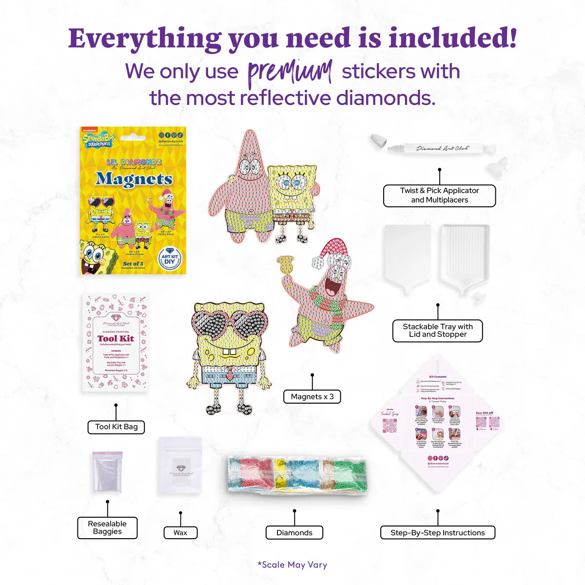 Diamond Art Club Magnets - SpongeBob SquarePants™ (Set of 3)