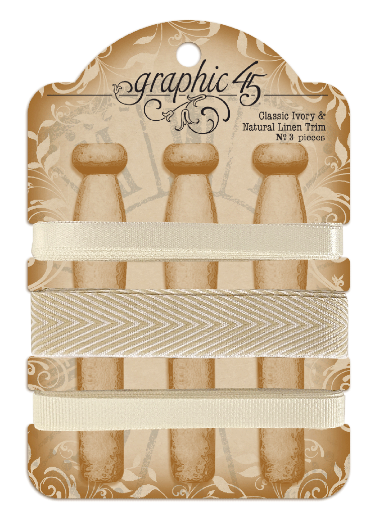 Graphic 45 Ribete clásico de lino natural y marfil