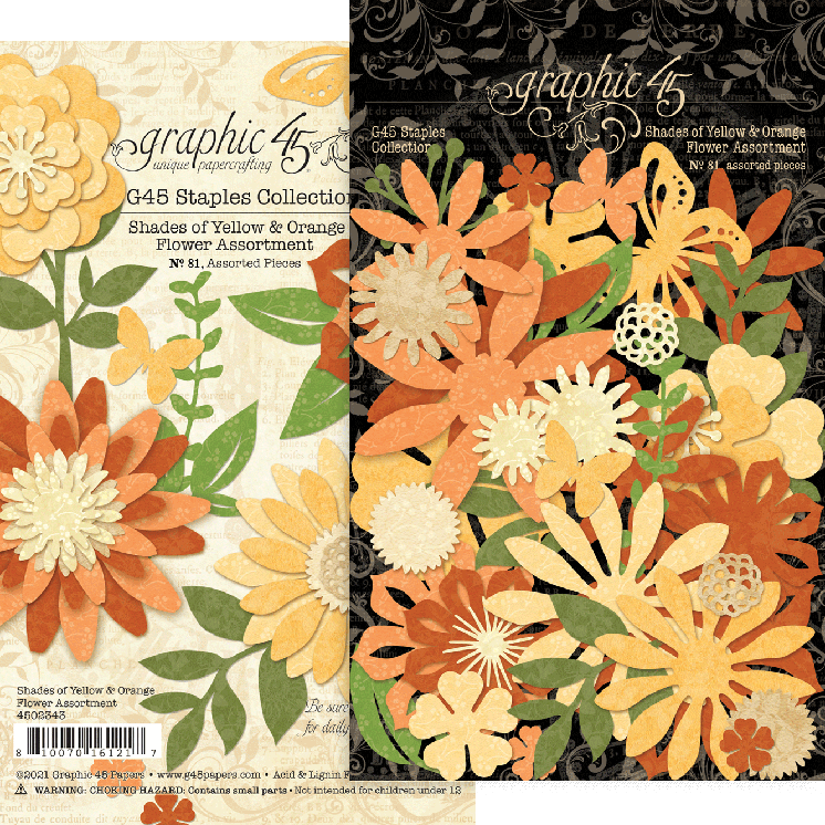 Graphic 45 Flower Assortment - Shades of Yellow & Orange