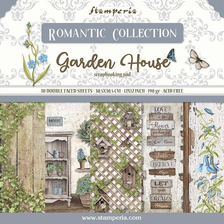 Colección de papel Stamperia de doble cara de 12" x 12" - Romantic Garden House