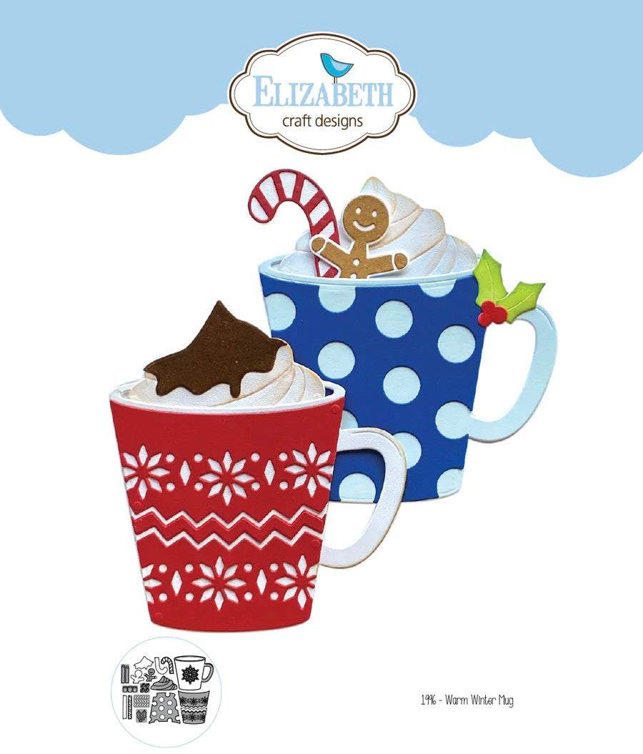 Elizabeth Craft Designs Juego de troqueles para tazas de invierno cálido