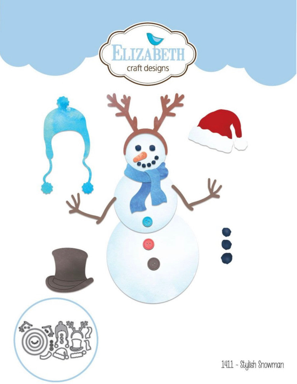 Elizabeth Craft Designs Elegante juego de troqueles de muñeco de nieve