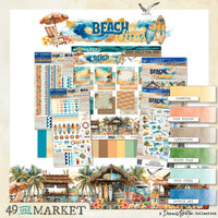 Collection of beach-themed paper with '49 and Market' branding.