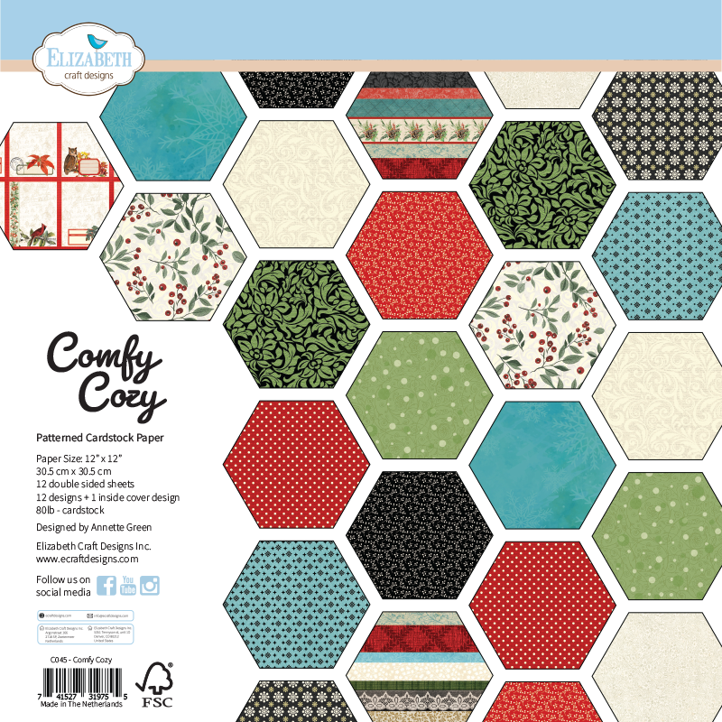 Elizabeth Craft Designs Comfy Cozy 12” x 12” Paper Pack