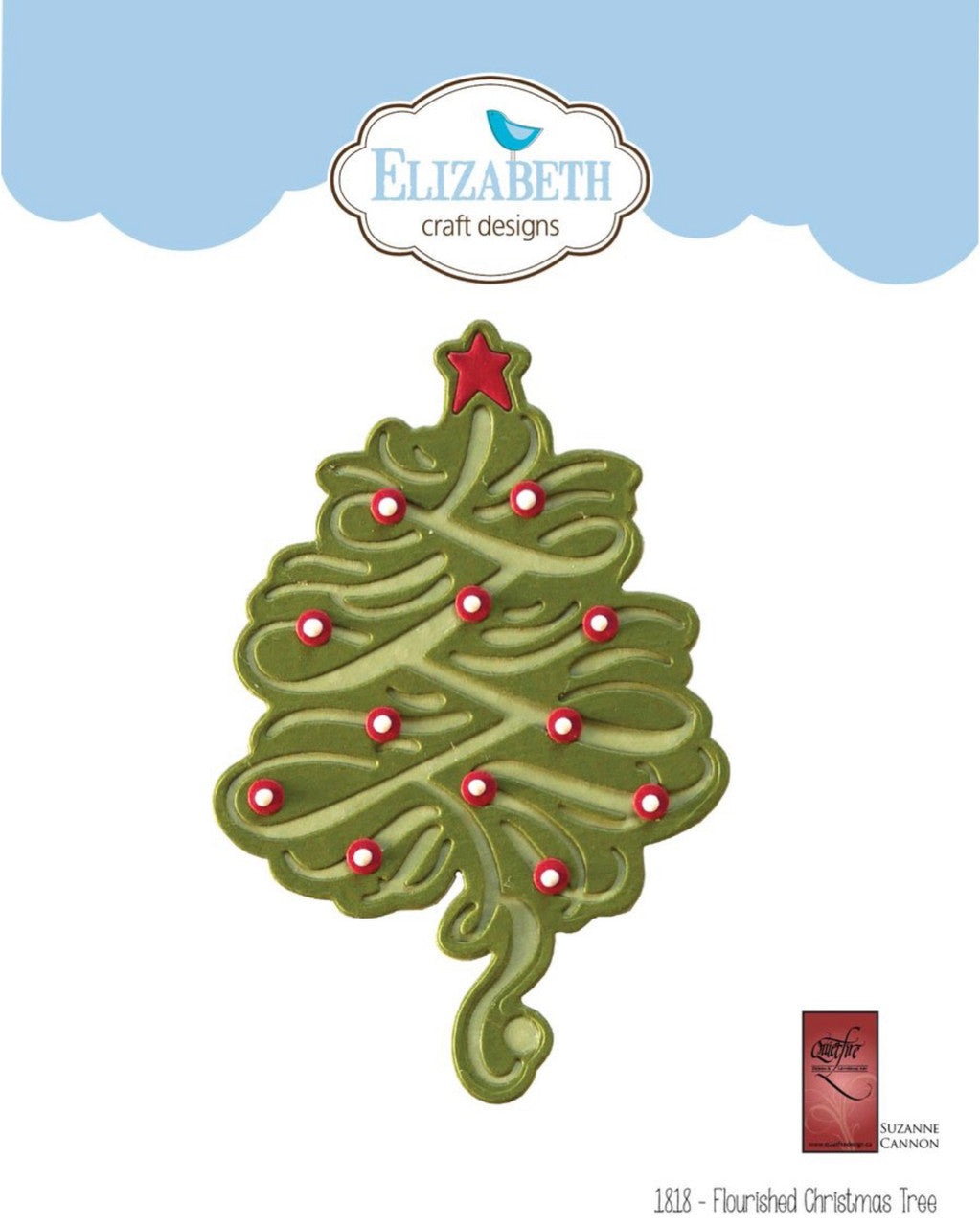 Elizabeth Craft Designs Juego de troqueles de árbol de Navidad florecido
