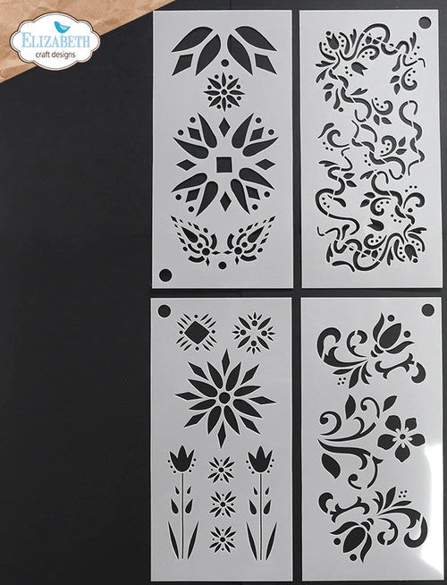 Elizabeth Craft Designs Floral Stencils (4 pk)