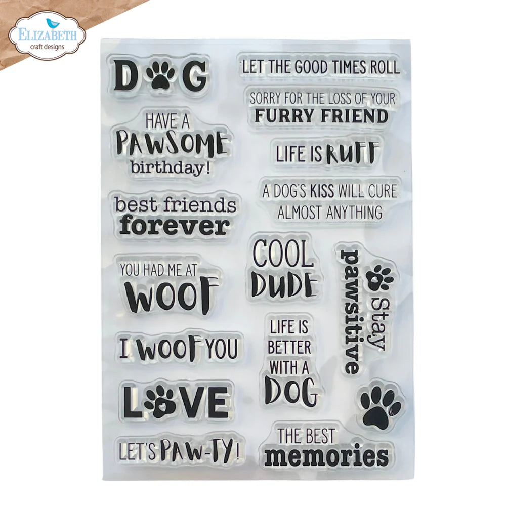 Elizabeth Craft Designs Dog Days Sentiments Stamp Set