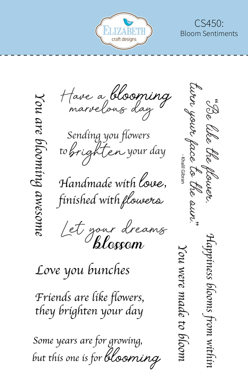 Elizabeth Craft Designs Bloom Sentiments Stamp Set