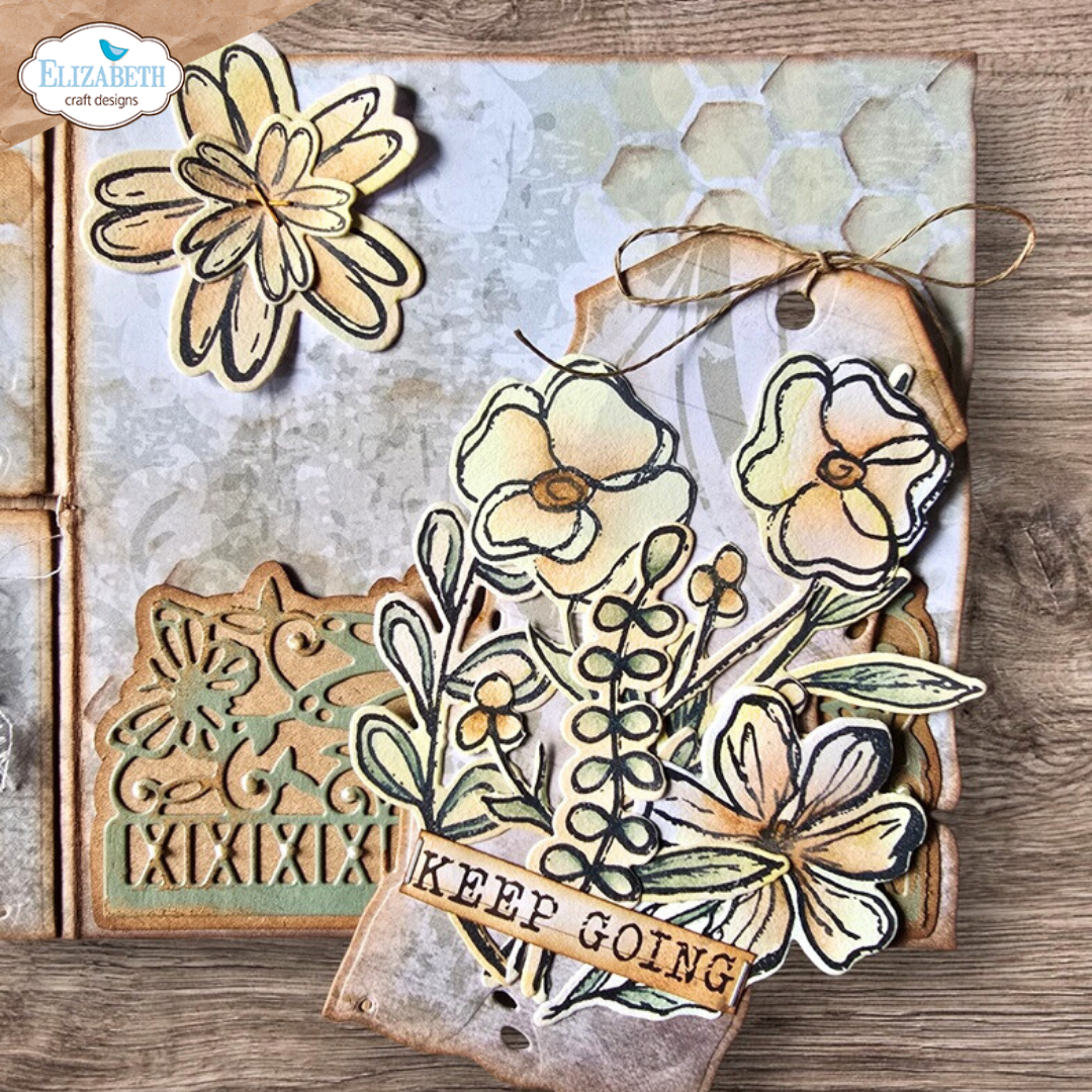 Elizabeth Craft Designs Flower Scribbles Die & Stamp Set