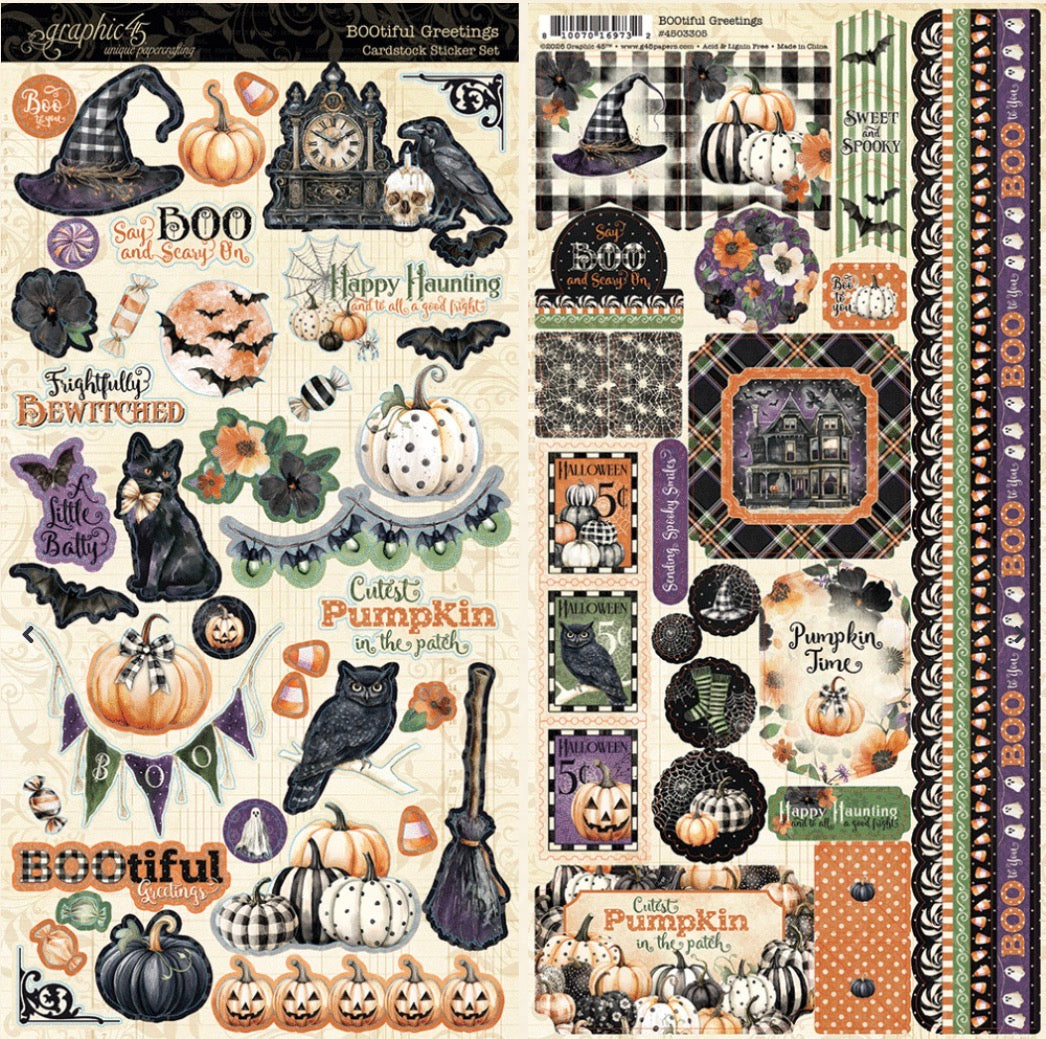 Graphic 45 BOOtiful Greetings Cardstock Sticker Set