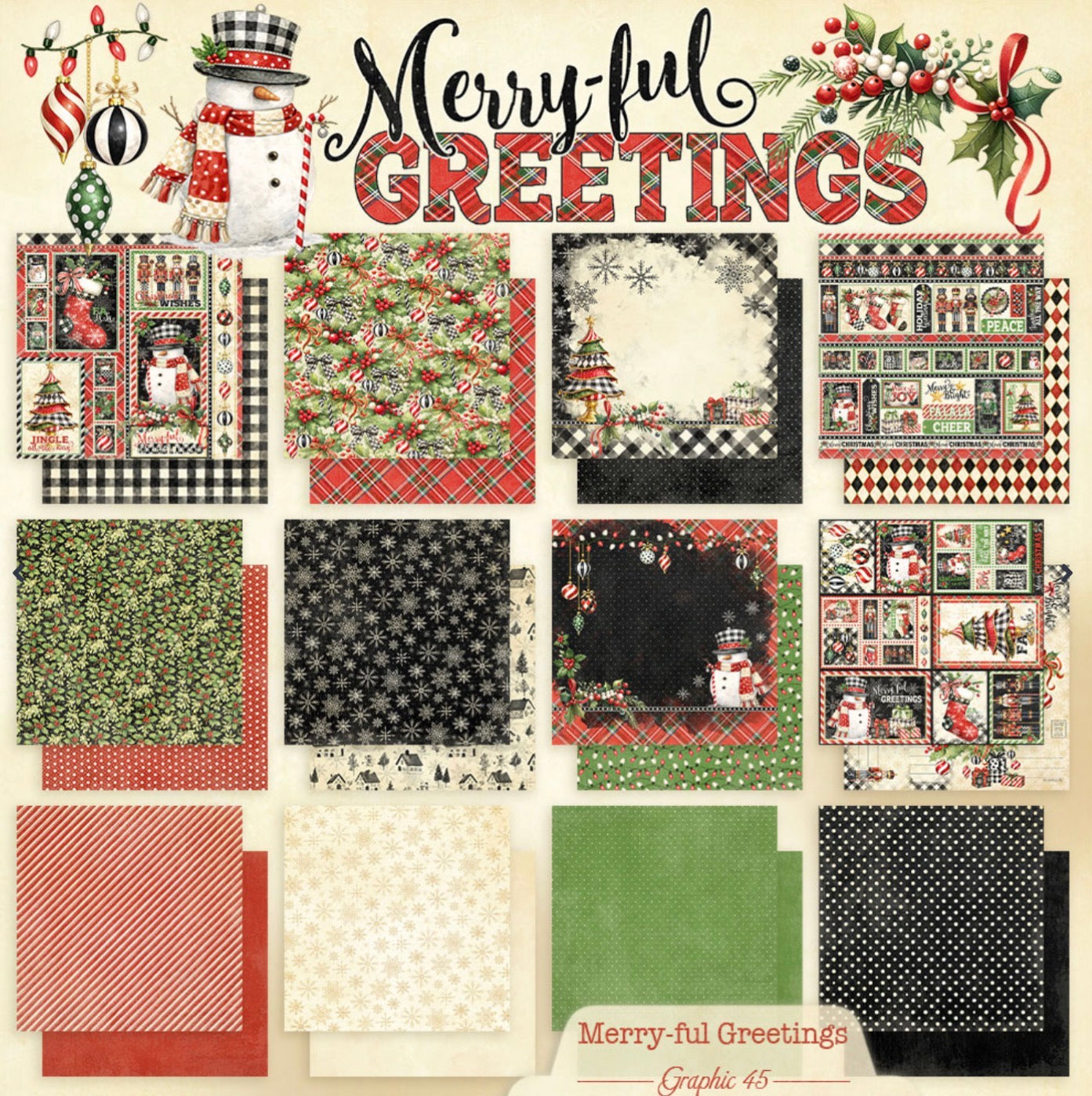 Graphic 45 Merry-ful Greetings 8” x 8” Collection Pack