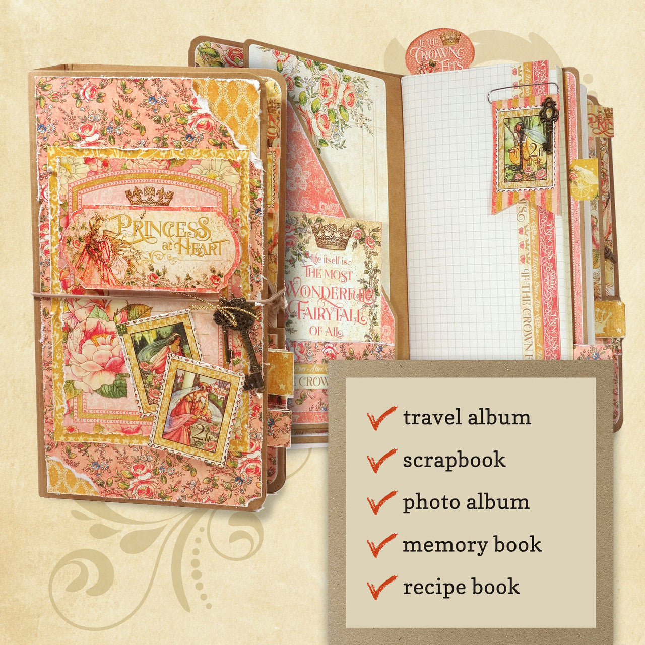 Graphic 45 Travel Album with Notebook Set Kraft