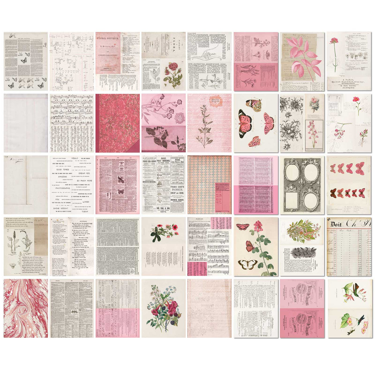 49 y hojas de collage de flores con muestras de colores de Market