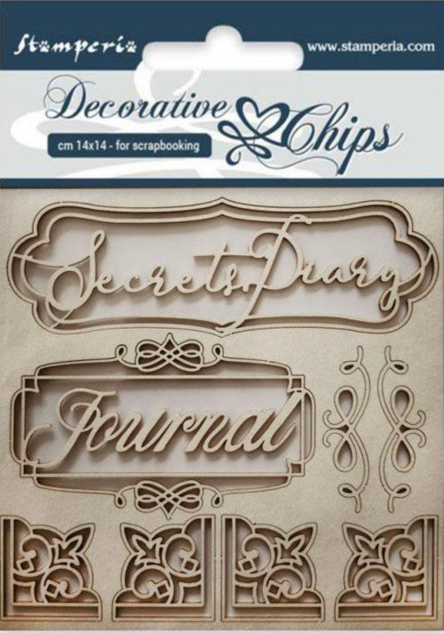 Stamperia Decorative Chips - Secret Diary