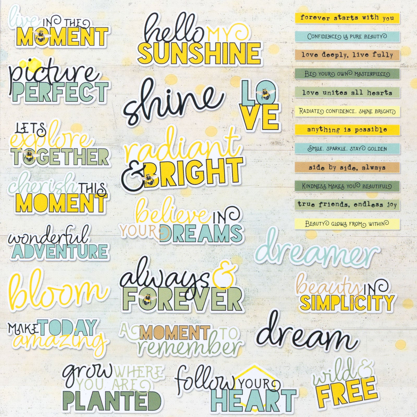 49 & Market Botanical Buzz Chipboard Words