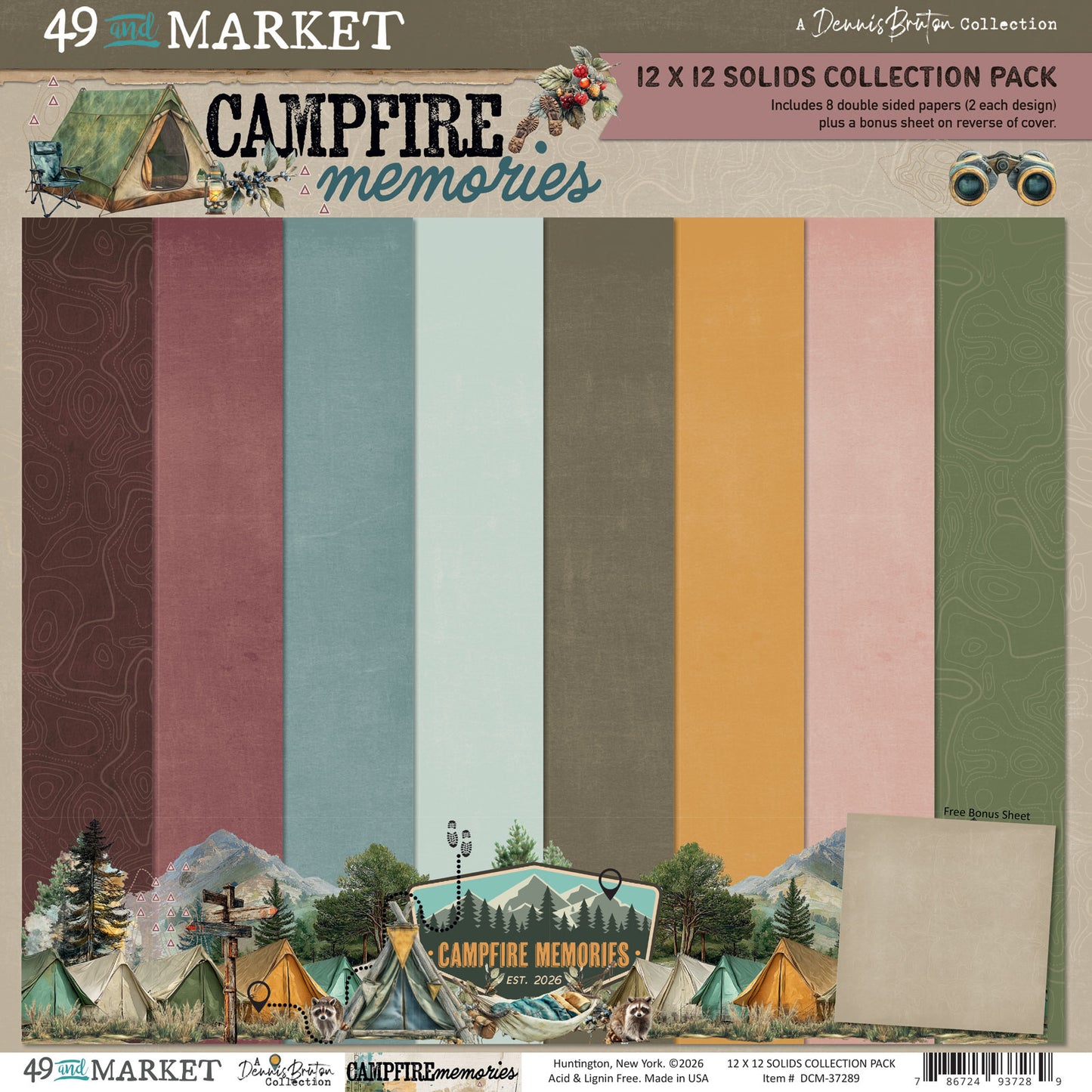49 & Market Campfire Memories 12 x 12 Solids Collection Pack