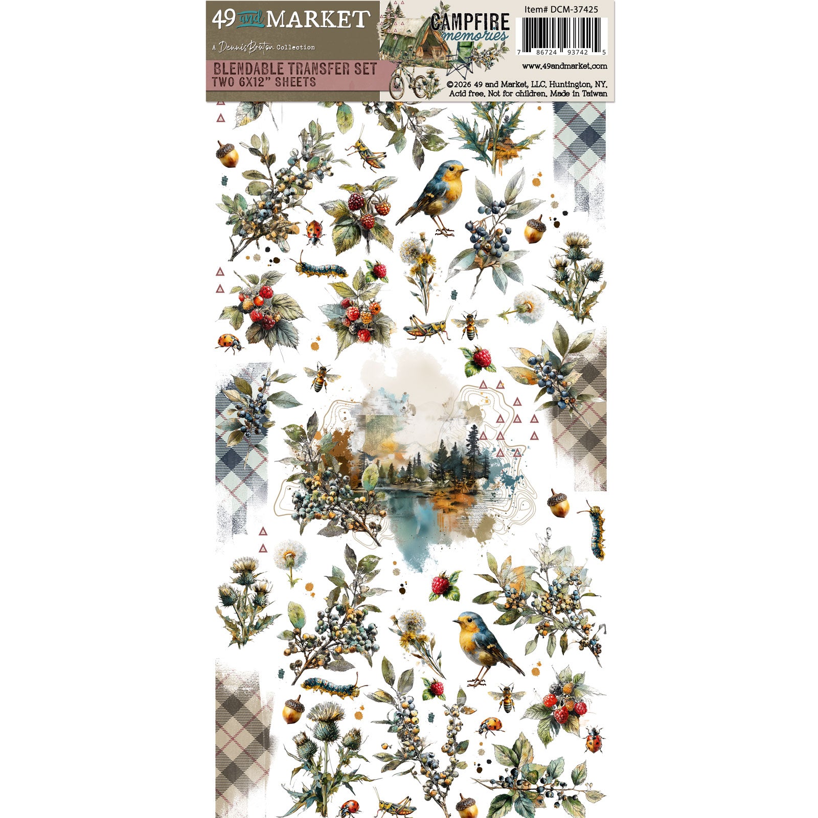 49 & Market Campfire Memories 6 x 12 Blendable Rub-on Transfer Set