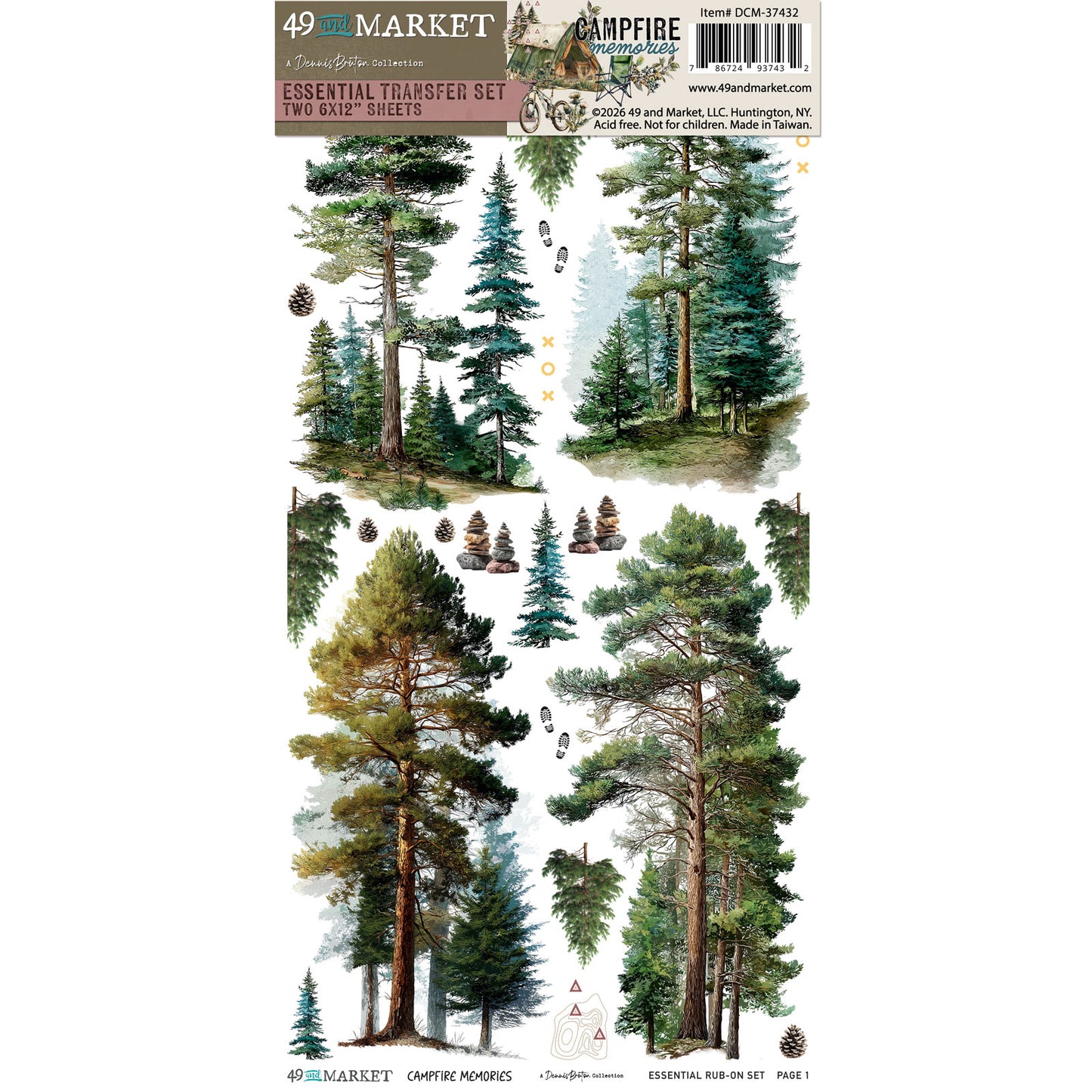 49 & Market Campfire Memories 6 x 12 Essential Rub-on Transfer Set