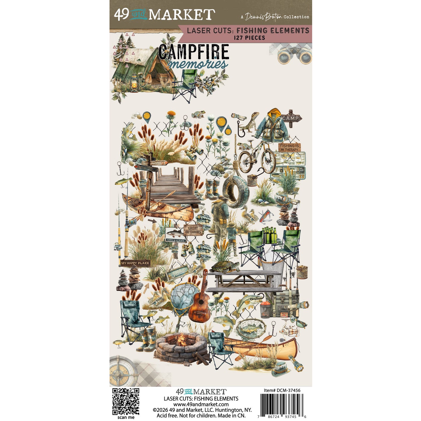 49 & Market Campfire Memories Laser Cut Fishing Elements