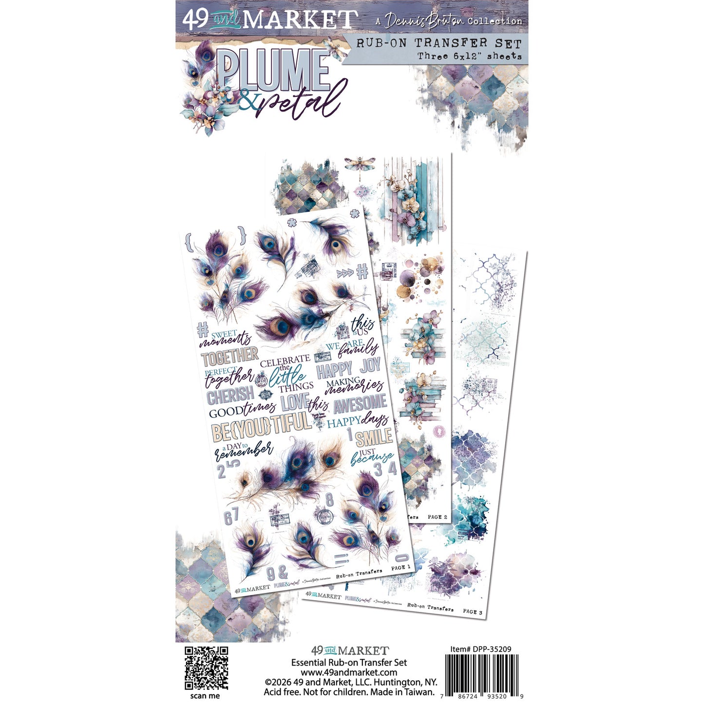 49 & Market Plume & Petal Blendable 6 x 12 Rub-On Transfer Set
